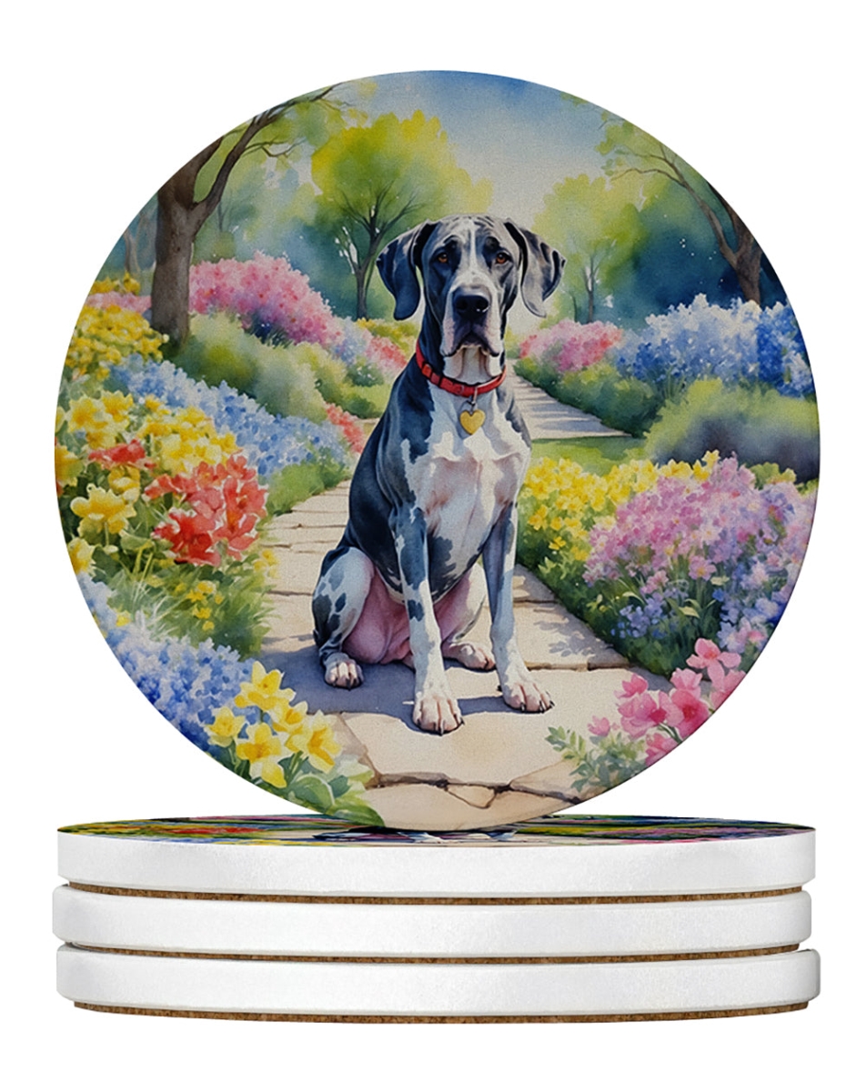 DAC6643RCS4 4 x 4 in. Great Dane Spring Path Sandstone Coasters - Large - Pack of 4