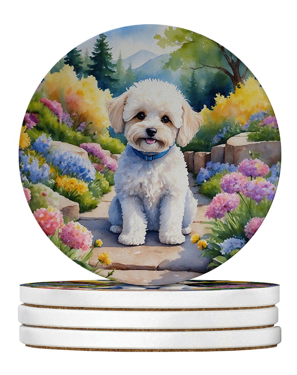DAC6669RCS4 4 x 4 in. Maltipoo Spring Path Sandstone Coasters - Large - Pack of 4