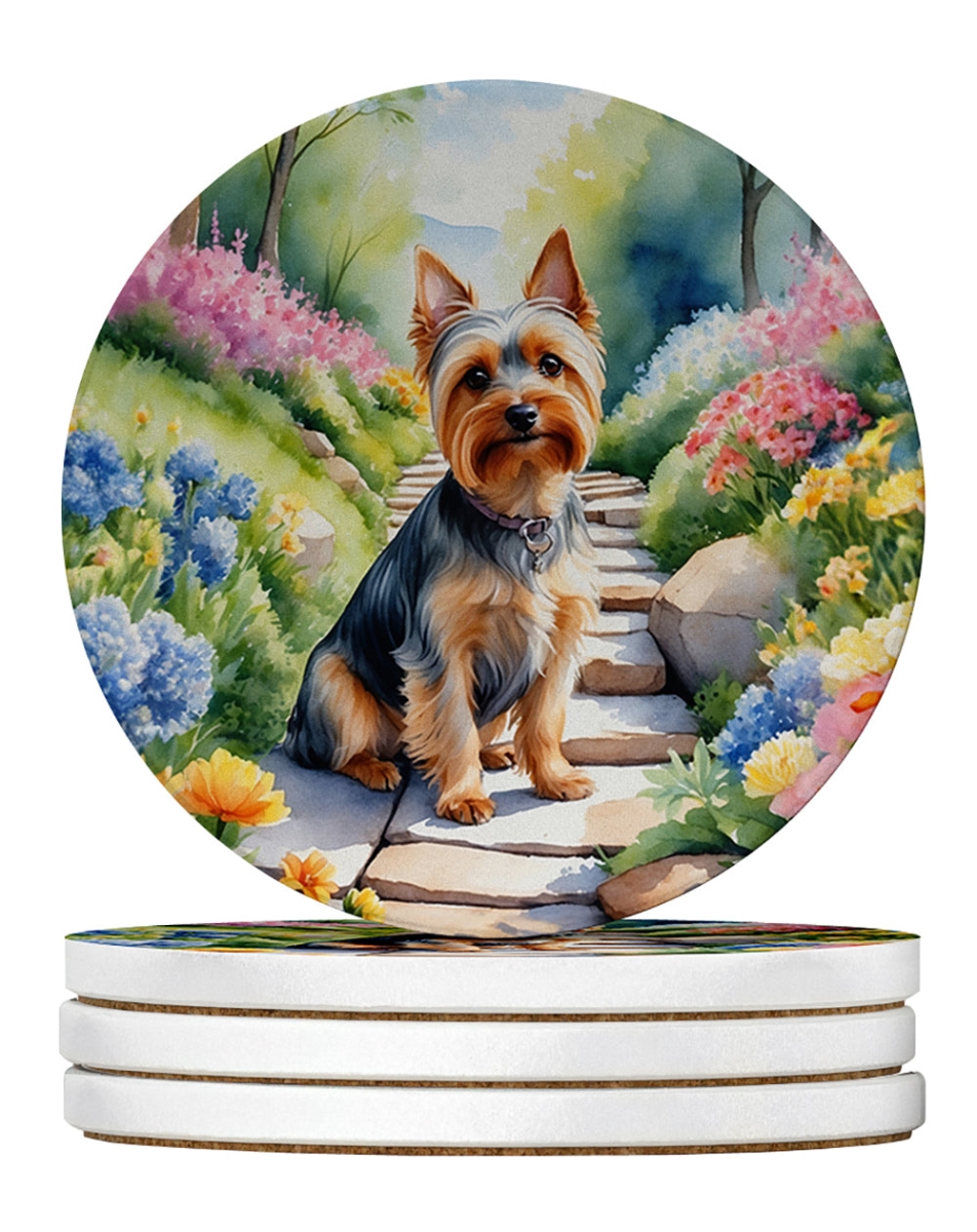 DAC6720RCS4 4 x 4 in. Silky Terrier Spring Path Sandstone Coasters - Large - Pack of 4