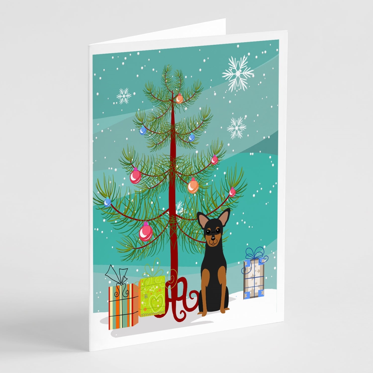 BB4153GCA7P 5 x 7 in. Merry Christmas Tree Manchester Terrier Greeting Cards - Pack of 8