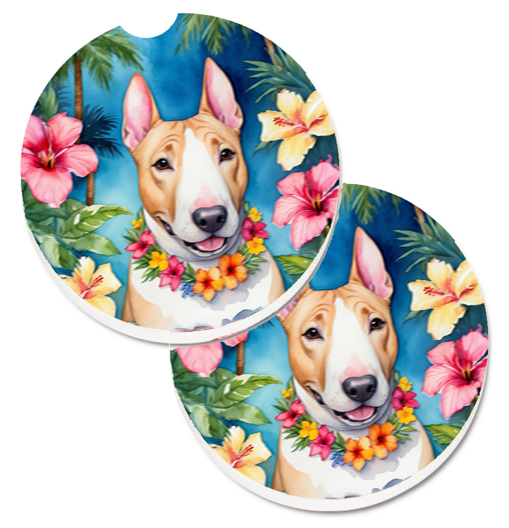 DAC6424CARC 2.5 x 2.5 in. English Bull Terrier Luau Cup Holder Car Coasters - Set of 2