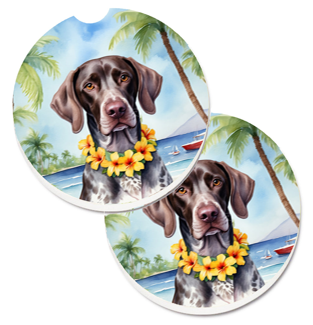 DAC6439CARC 2.5 x 2.5 in. German Shorthaired Pointer Luau Cup Holder Car Coasters - Set of 2