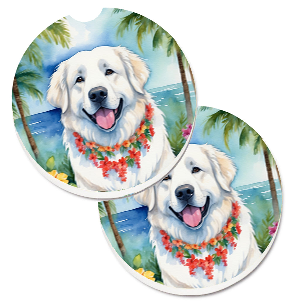 DAC6447CARC 2.5 x 2.5 in. Great Pyrenees Luau Cup Holder Car Coasters - Set of 2