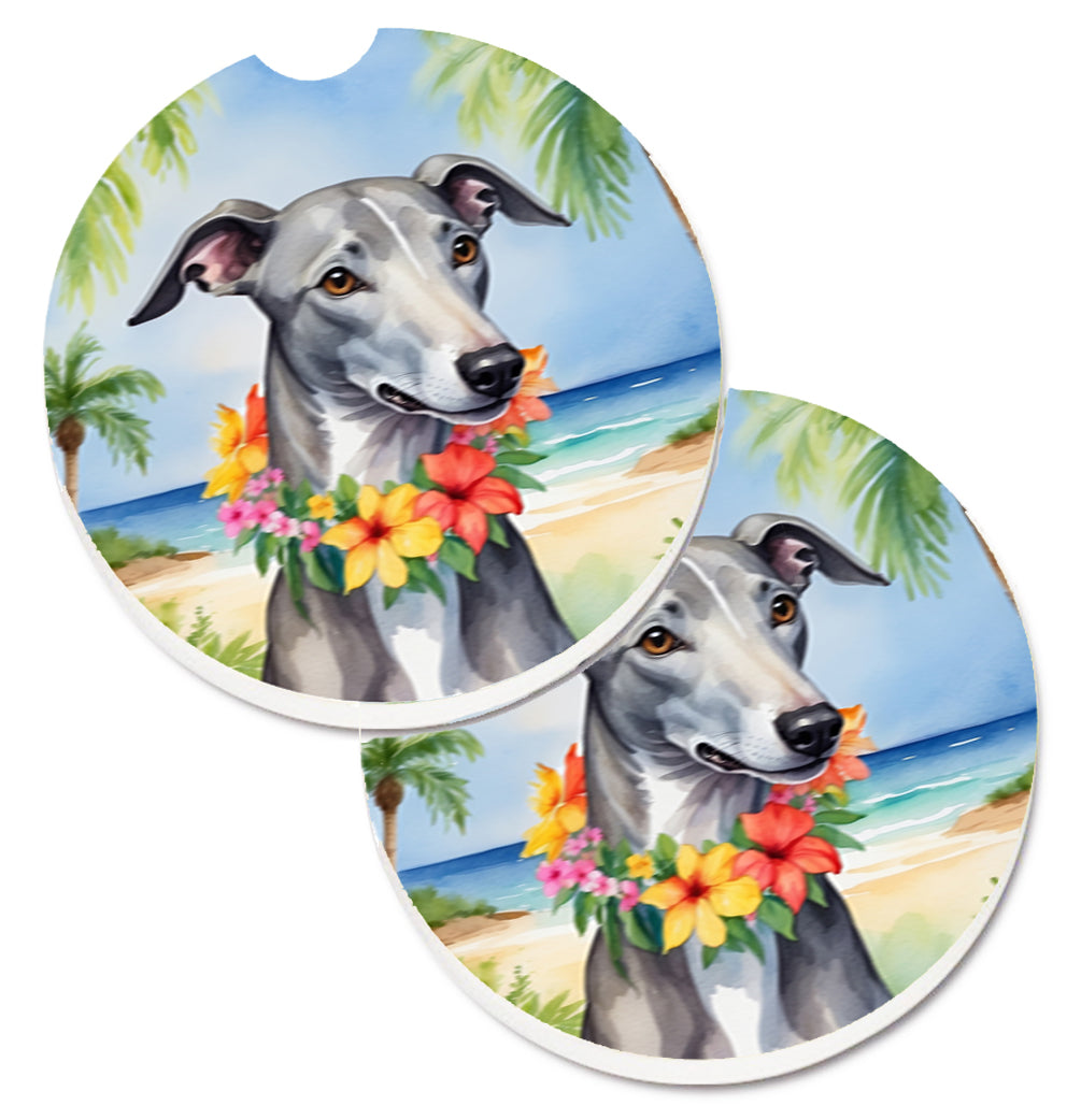 DAC6450CARC 2.5 x 2.5 in. Greyhound Luau Cup Holder Car Coasters - Set of 2