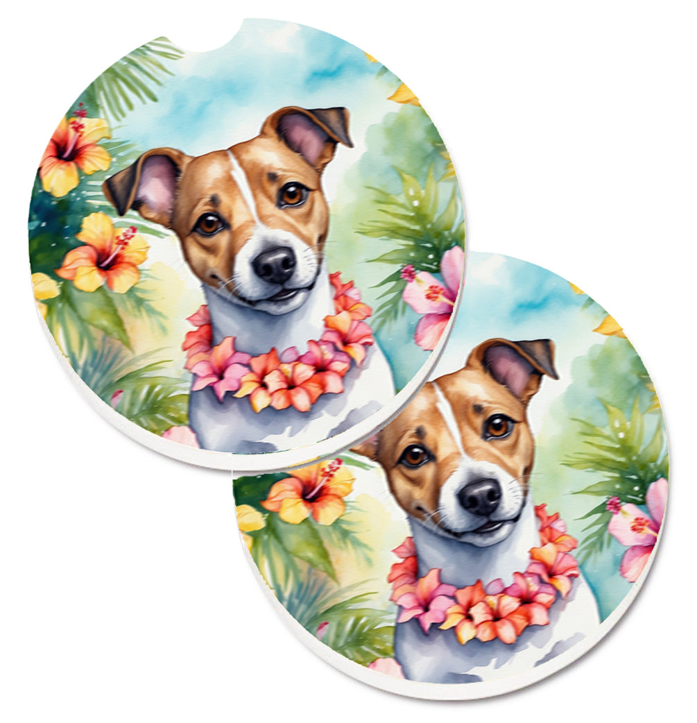DAC6456CARC 2.5 x 2.5 in. Jack Russell Terrier Luau Cup Holder Car Coasters - Set of 2