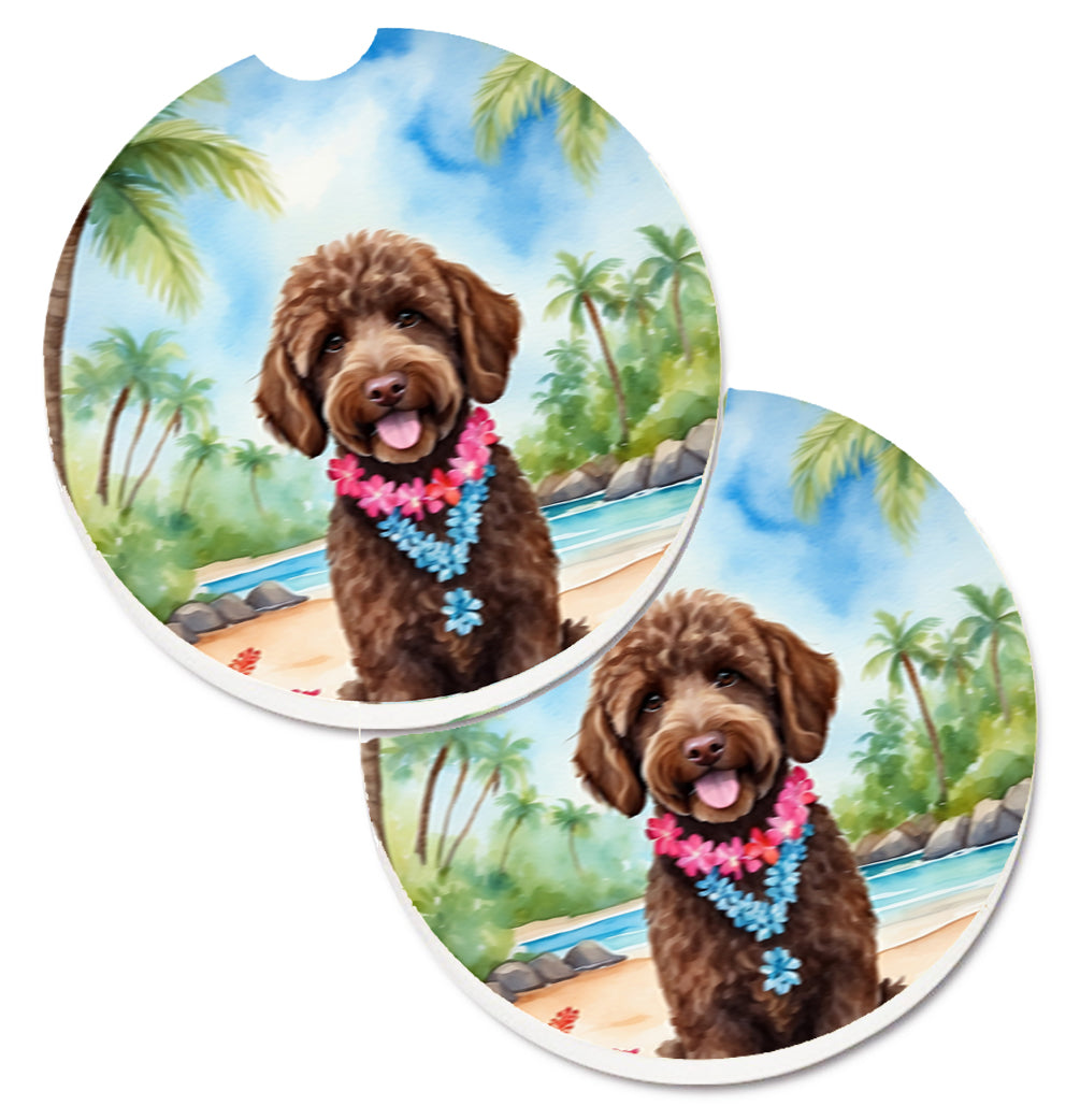 DAC6462CARC 2.5 x 2.5 in. Labradoodle Luau Cup Holder Car Coasters - Set of 2