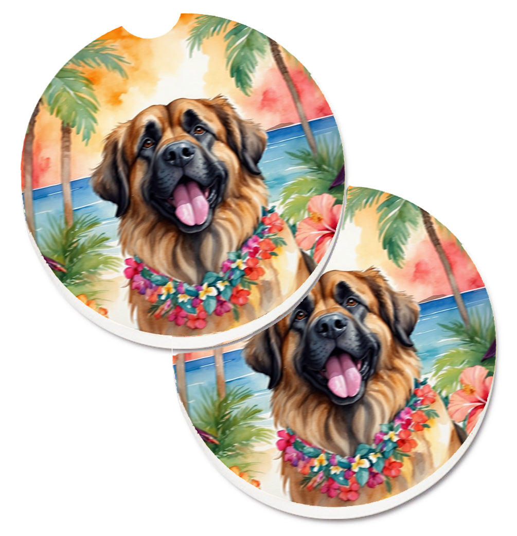 DAC6468CARC 2.5 x 2.5 in. Leonberger Luau Cup Holder Car Coasters - Set of 2