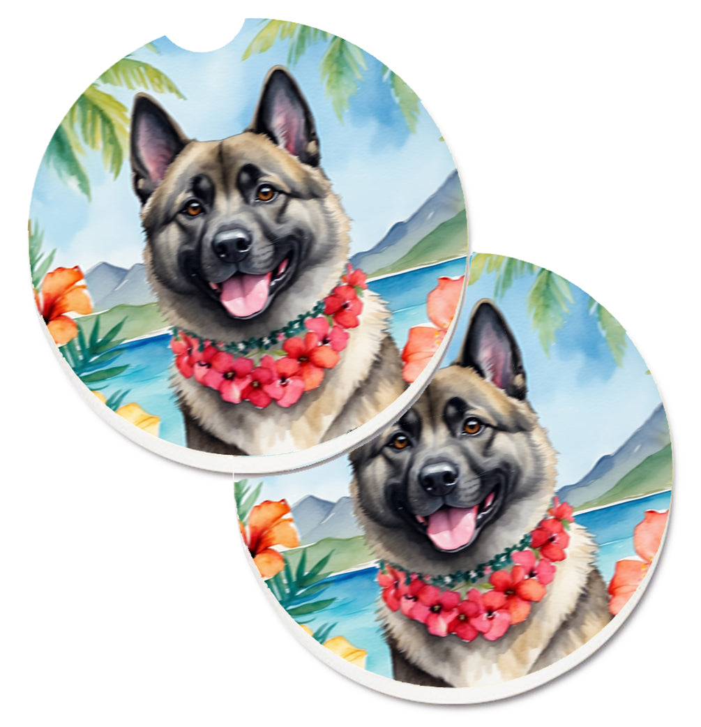DAC6481CARC 2.5 x 2.5 in. Norwegian Elkhound Luau Cup Holder Car Coasters - Set of 2