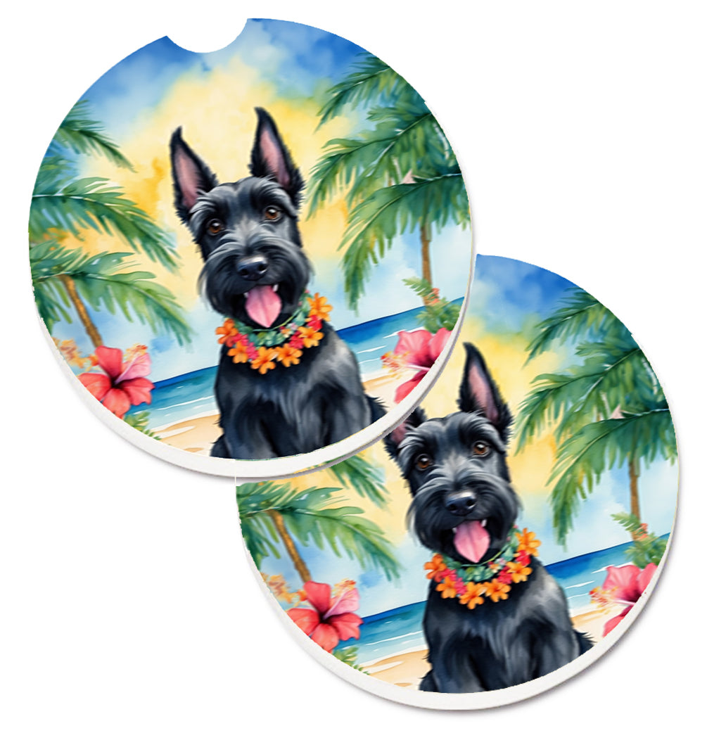 DAC6516CARC 2.5 x 2.5 in. Scottish Terrier Luau Cup Holder Car Coasters - Set of 2