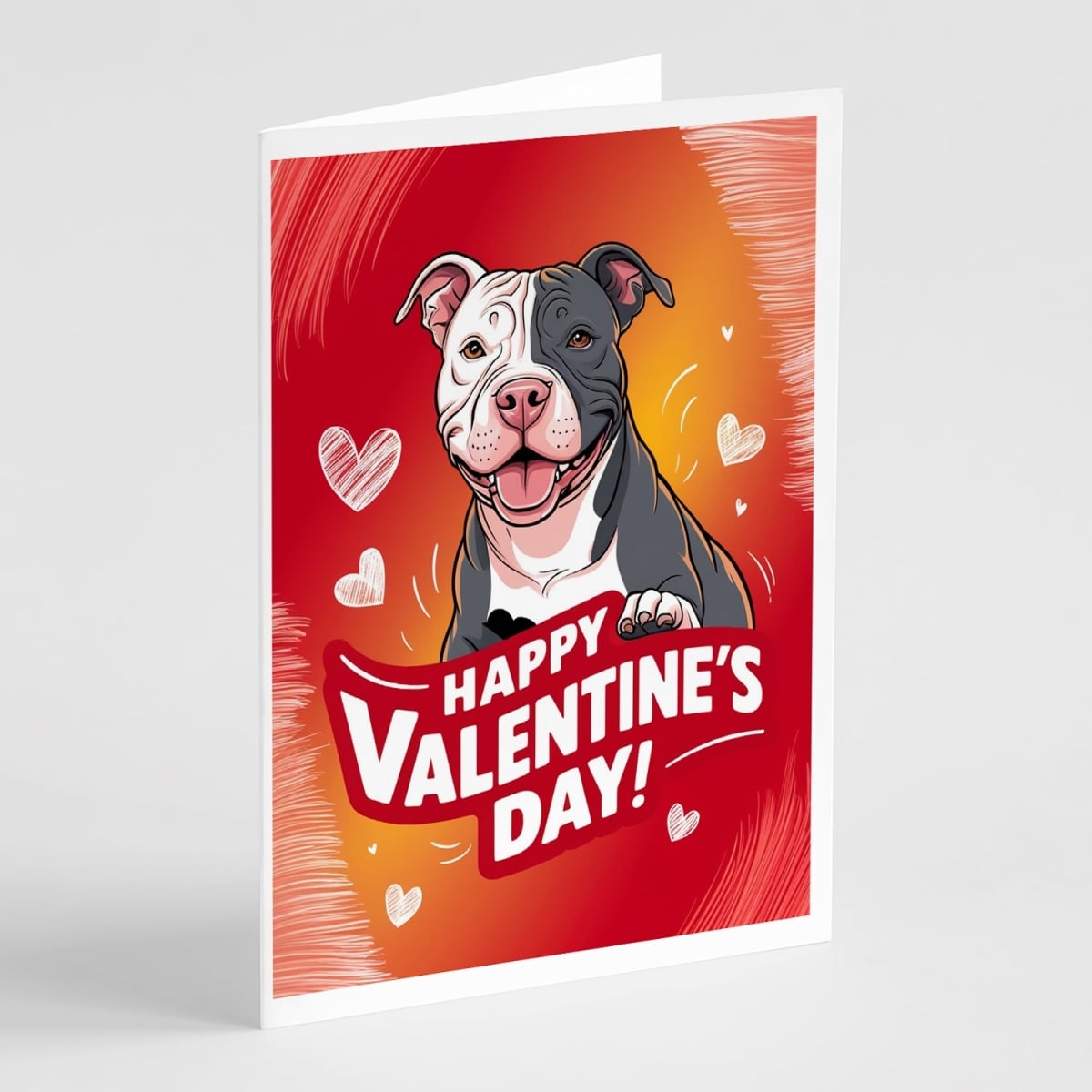 DAC7912GCA7P 5 x 7 in. Pit Bull Terrier Happy Valentines Day Greeting Cards - Pack of 8