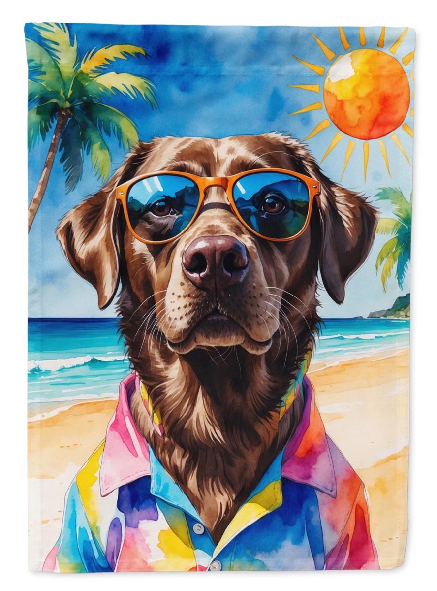 DAC8282CHF 40 x 28 in. Chocolate Labrador Retriever Summer Beach Time House Flag