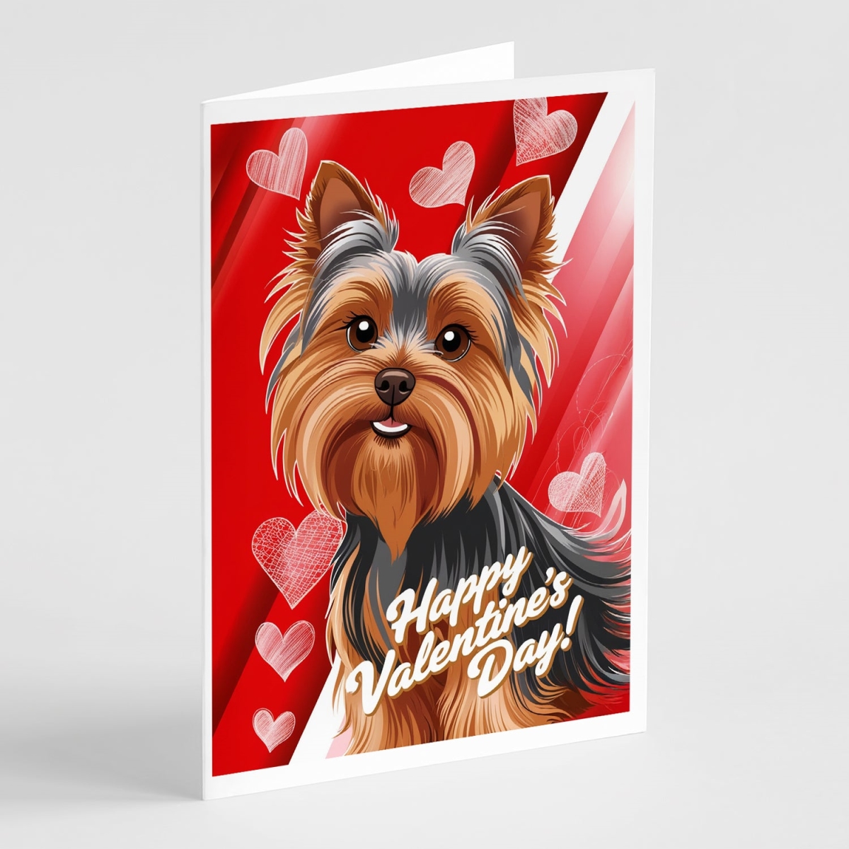 DAC7937GCA7P 5 x 7 in. Yorkshire Terrier Happy Valentines Day Greeting Cards - Pack of 8