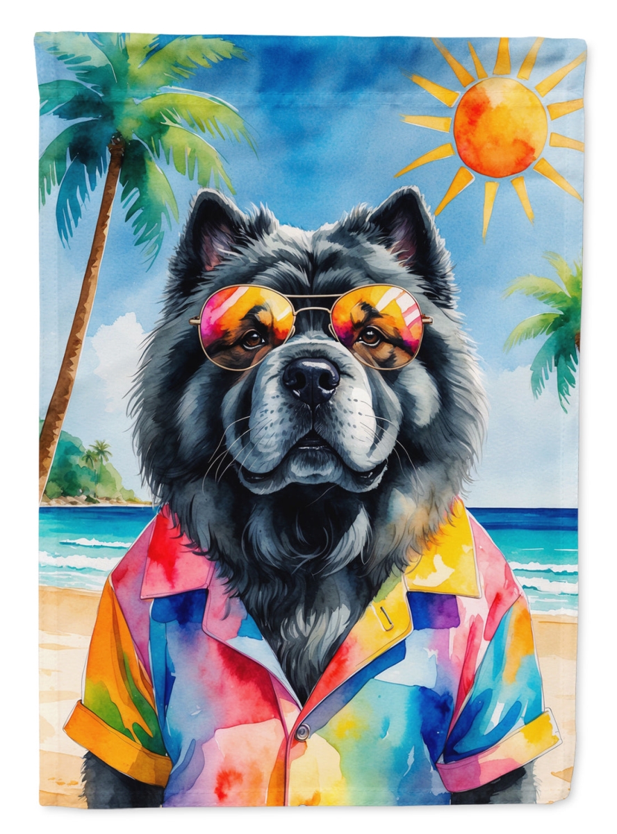 DAC8269CHF 40 x 28 in. Black Chow-Chow Summer Beach Time House Flag