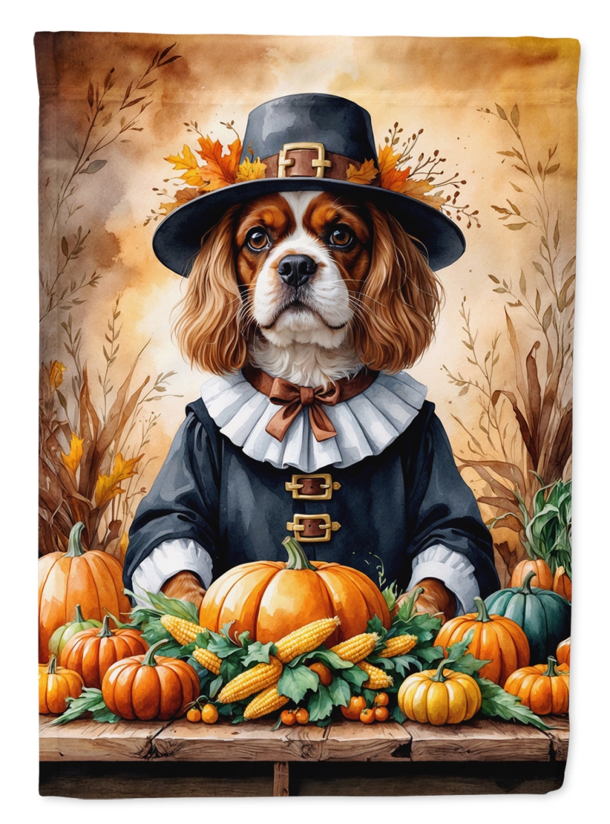 DAC8307CHF 40 x 28 in. Cavalier Spaniel Thanksgiving House Flag