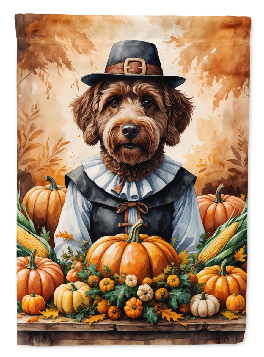 DAC8319CHF 40 x 28 in. Chocolate Labradoodle Thanksgiving House Flag