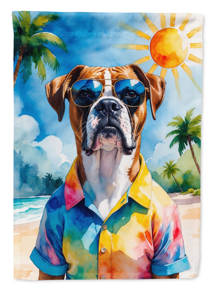 DAC8263CHF 40 x 28 in. Boxer Summer Beach Time House Flag