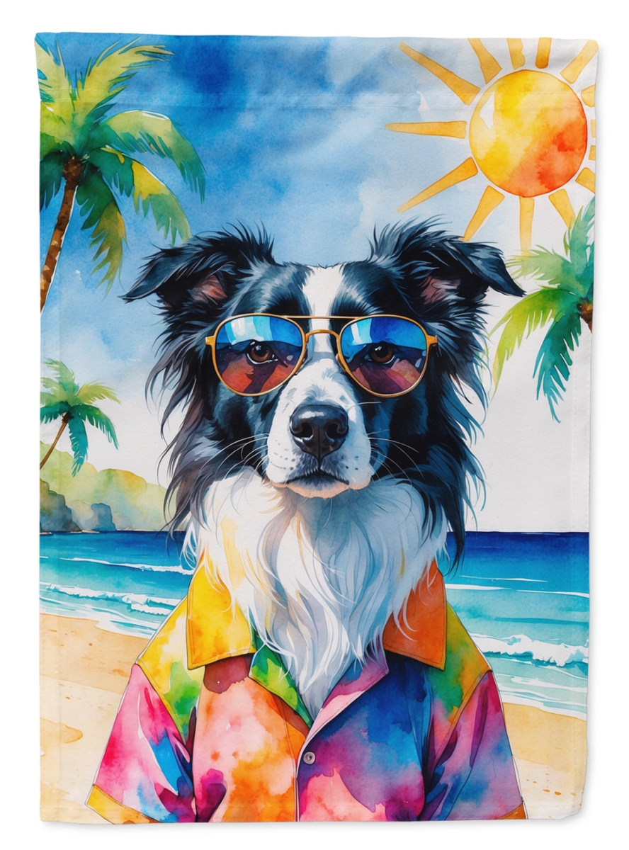 DAC8259CHF 40 x 28 in. Border Collie Summer Beach Time House Flag