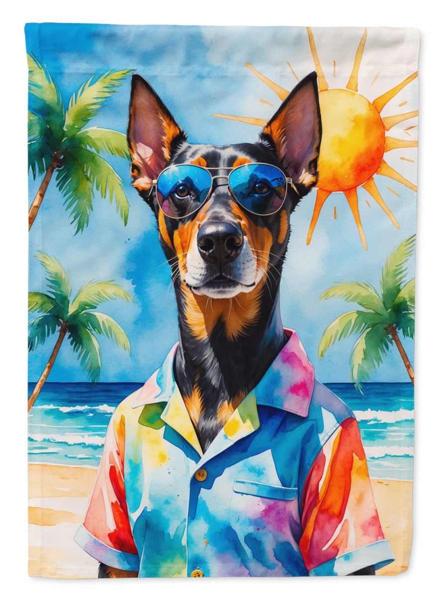 DAC8276CHF 40 x 28 in. Doberman Pinscher Summer Beach Time House Flag
