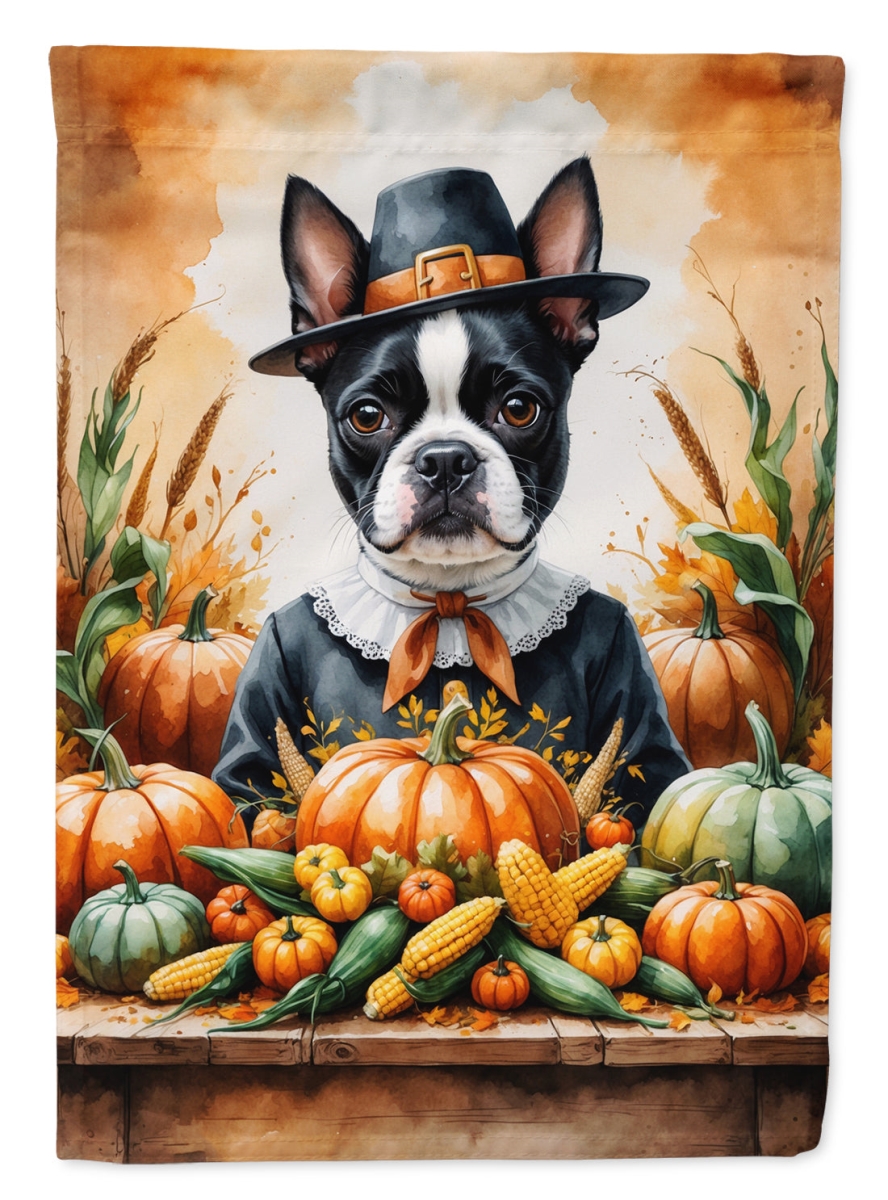 DAC8303CHF 40 x 28 in. Boston Terrier Thanksgiving House Flag