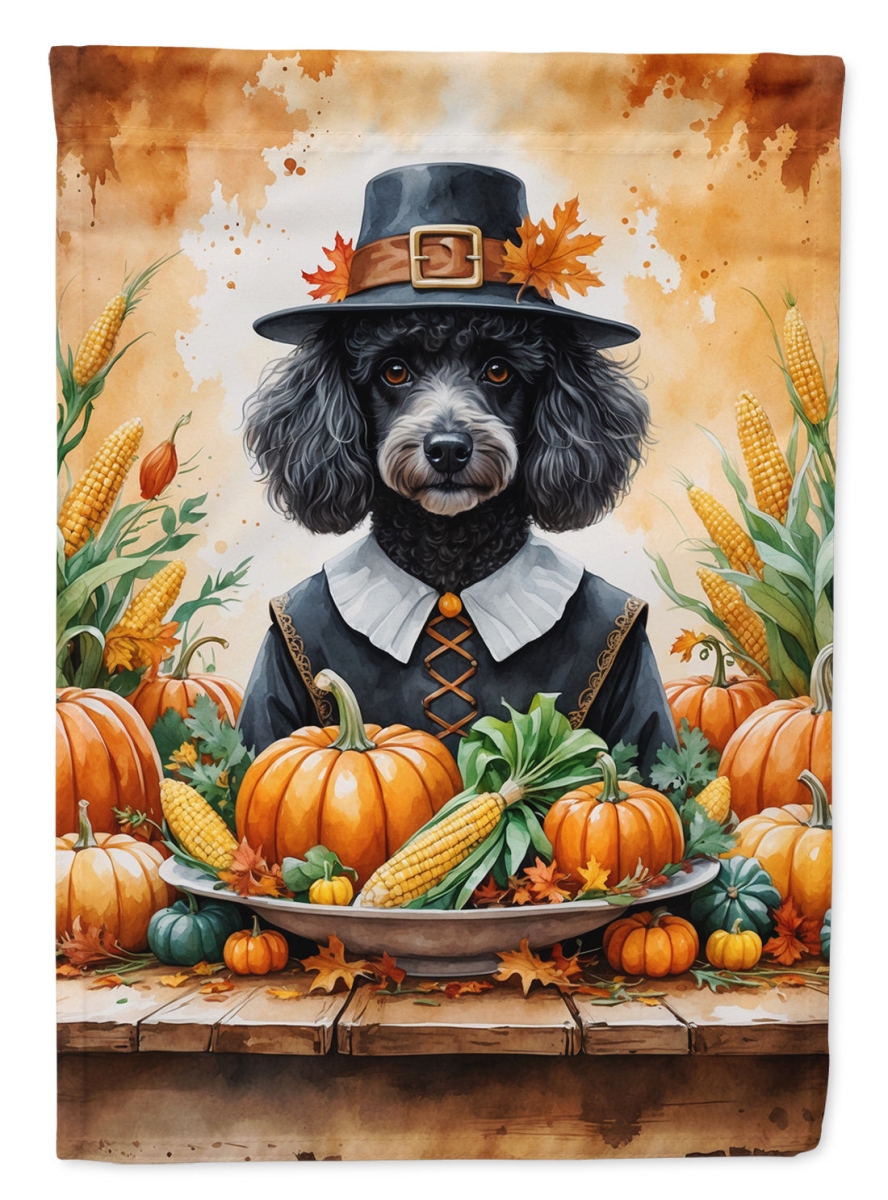 DAC8326CHF 40 x 28 in. Black Poodle Thanksgiving House Flag