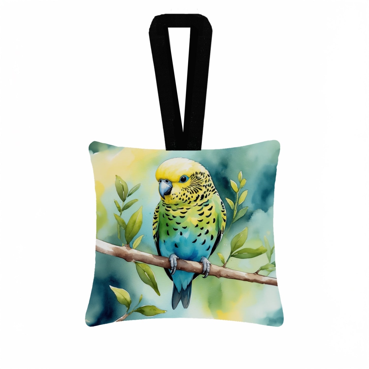 DAC7422PO3 3.5 x 3.5 in. Budgerigar Hanging Square Fabric Ornament