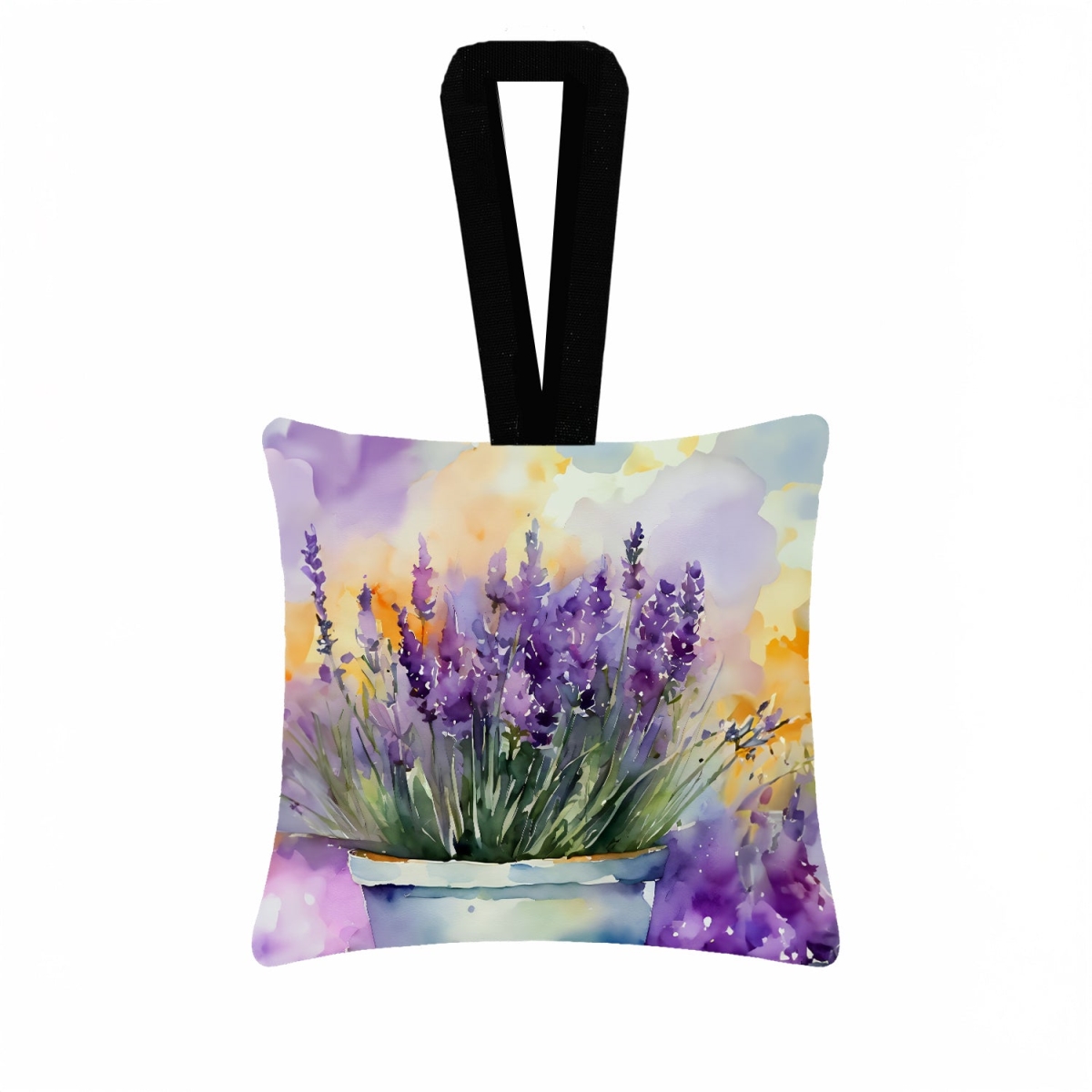 DAC1584PO3 3.5 x 3.5 in. Lavender in Watercolor Hanging Square Fabric Ornament
