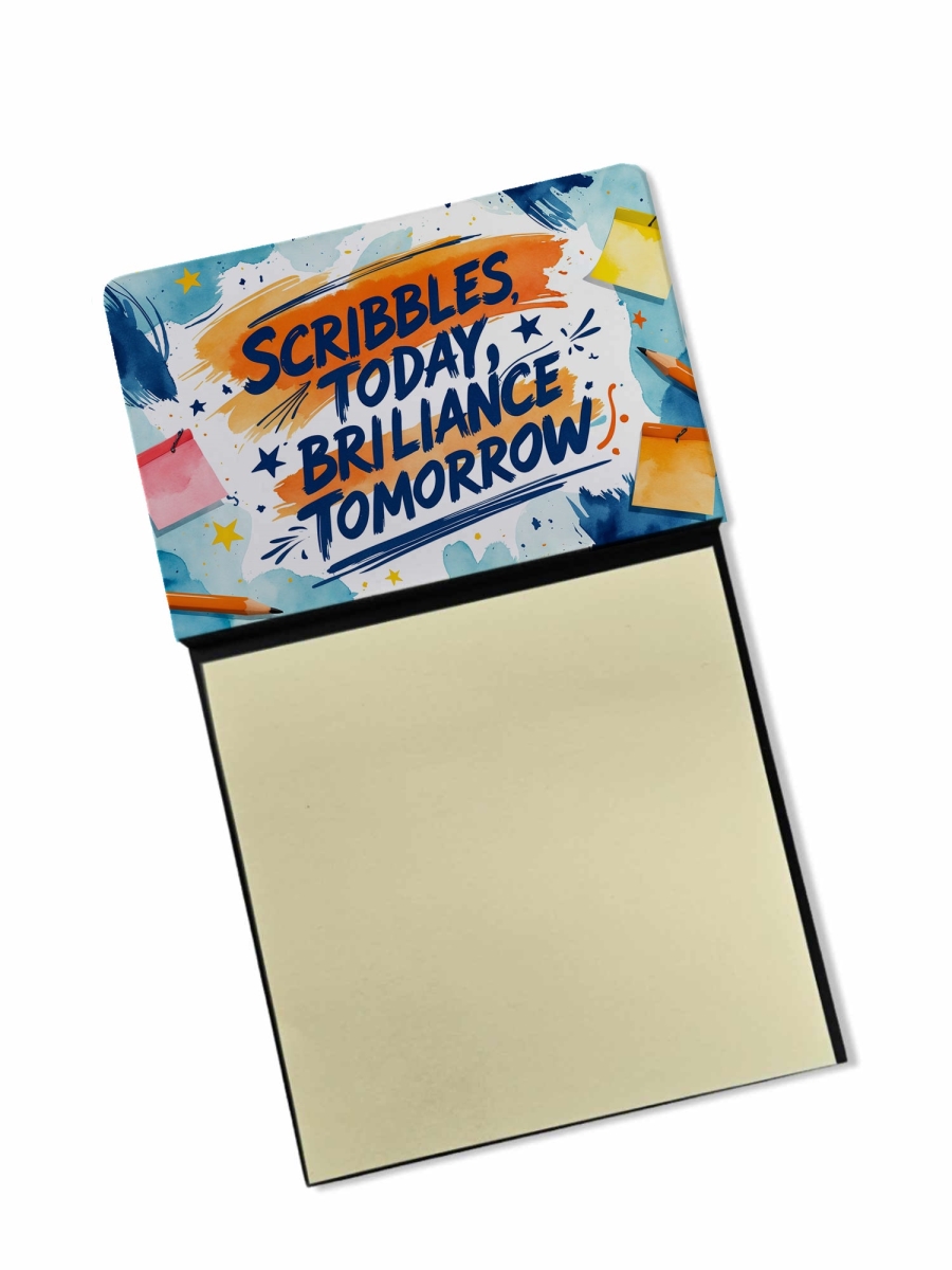 DAC8659SSN 5.25 x 3.25 in. Scribbles Today Brilliance Tomorrow Funny Sticky Note Holder