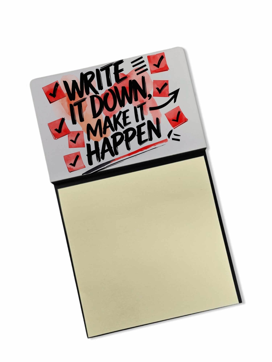 DAC8669SSN 5.25 x 3.25 in. Write It Down Make It Happen Funny Sticky Note Holder