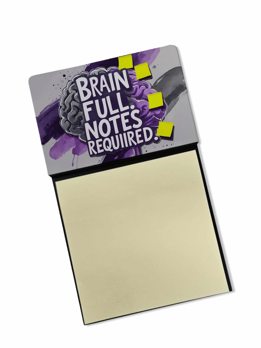 DAC8643SSN 5.25 x 3.25 in. Brain Full Notes Required Funny Sticky Note Holder
