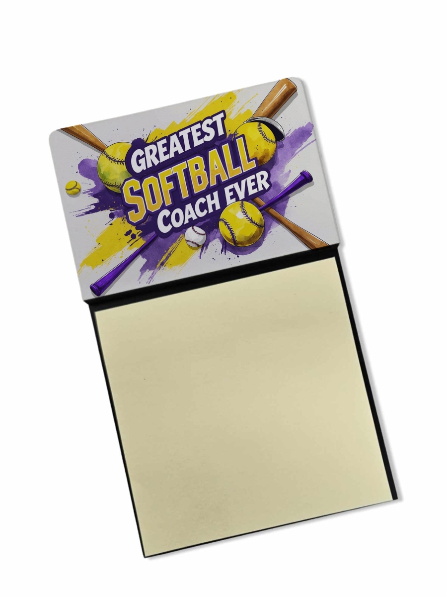 DAC8873TSN 5.25 x 3.25 in. Greatest Softball Coach Ever Funny Sticky Note Holder for Teachers Gift