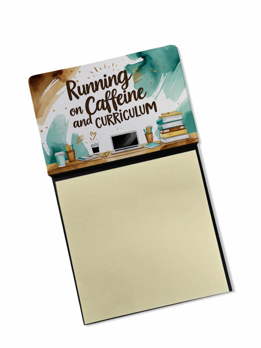 DAC8944TSN 5.25 x 3.25 in. Running on Caffeine & Curriculum Funny Sticky Note Holder for Teachers Gift