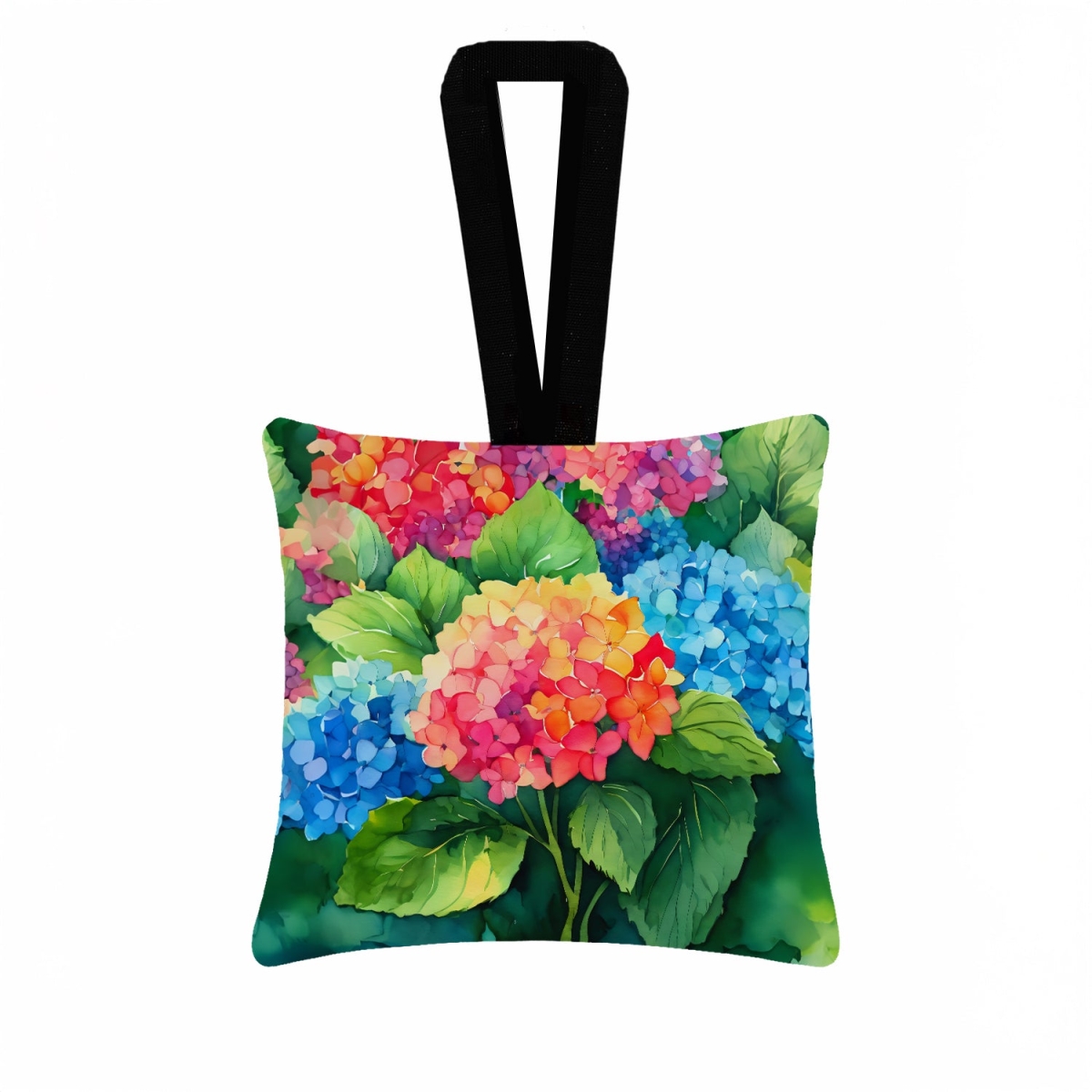 DAC1575PO3 3.5 x 3.5 in. Hydrangeas in Watercolor Hanging Square Fabric Ornament