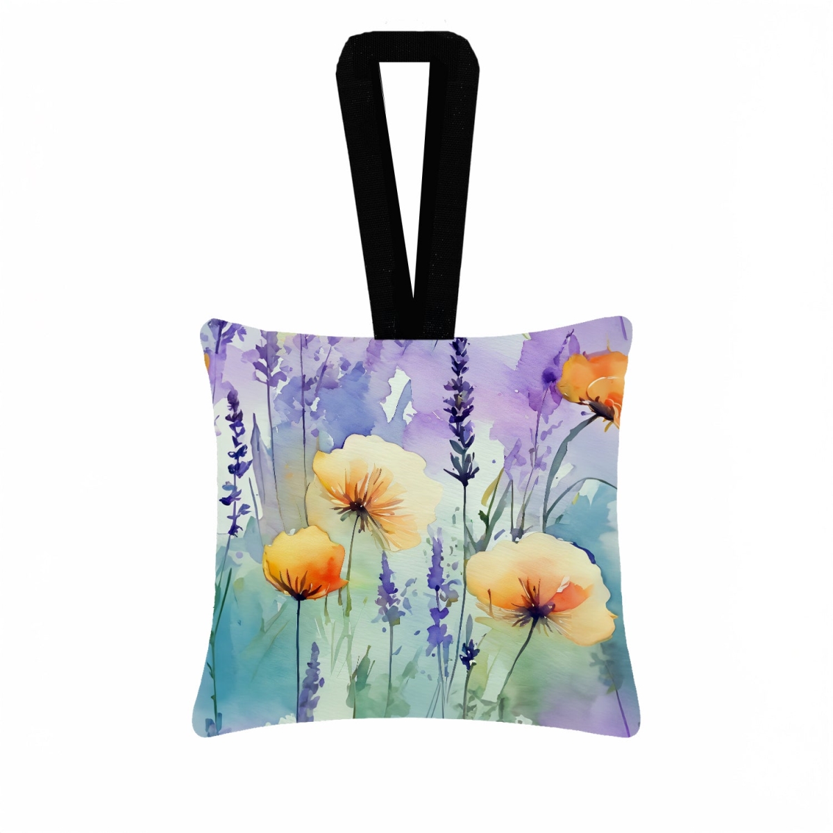 DAC1581PO3 3.5 x 3.5 in. Lavender in Watercolor Hanging Square Fabric Ornament