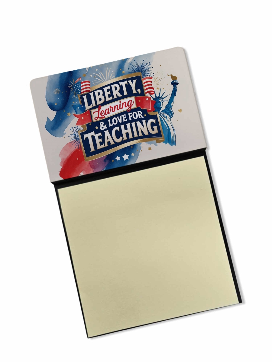 DAC8926TSN 5.25 x 3.25 in. Liberty, Learning & Love for Teaching Funny Sticky Note Holder for Teachers Gift