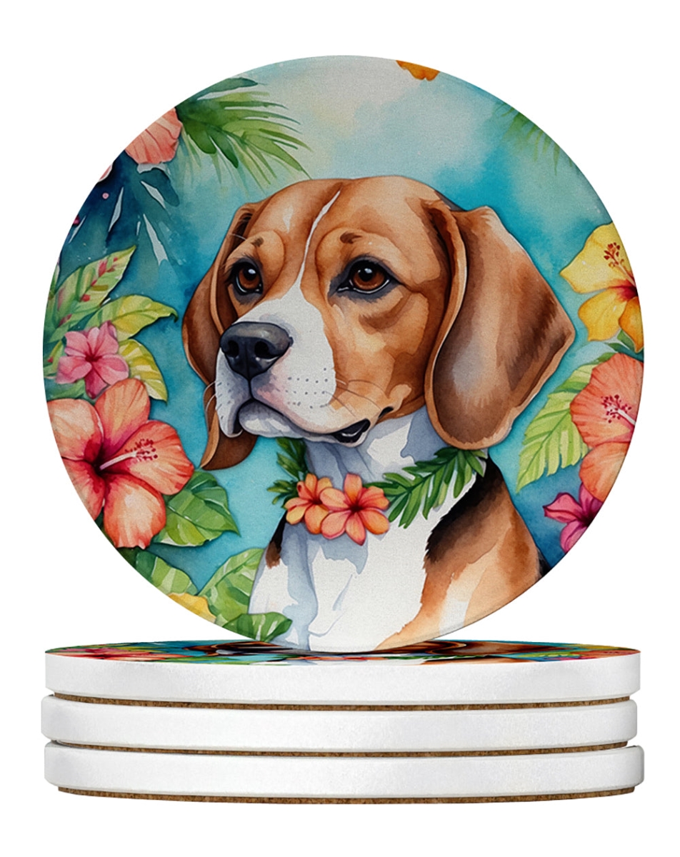 DAC6363RCS4 4 x 4 in. Beagle Luau Sandstone Coasters - Large - Pack of 4