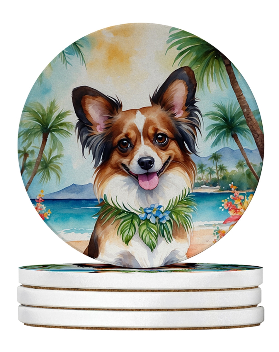 DAC6486RCS4 4 x 4 in. Papillon Luau Sandstone Coasters - Large - Pack of 4