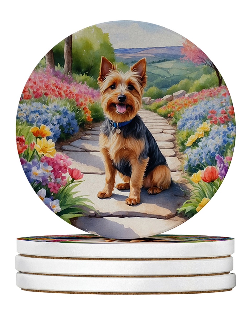 DAC6557RCS4 4 x 4 in. Australian Terrier Spring Garden Sandstone Coasters - Large - Pack of 4
