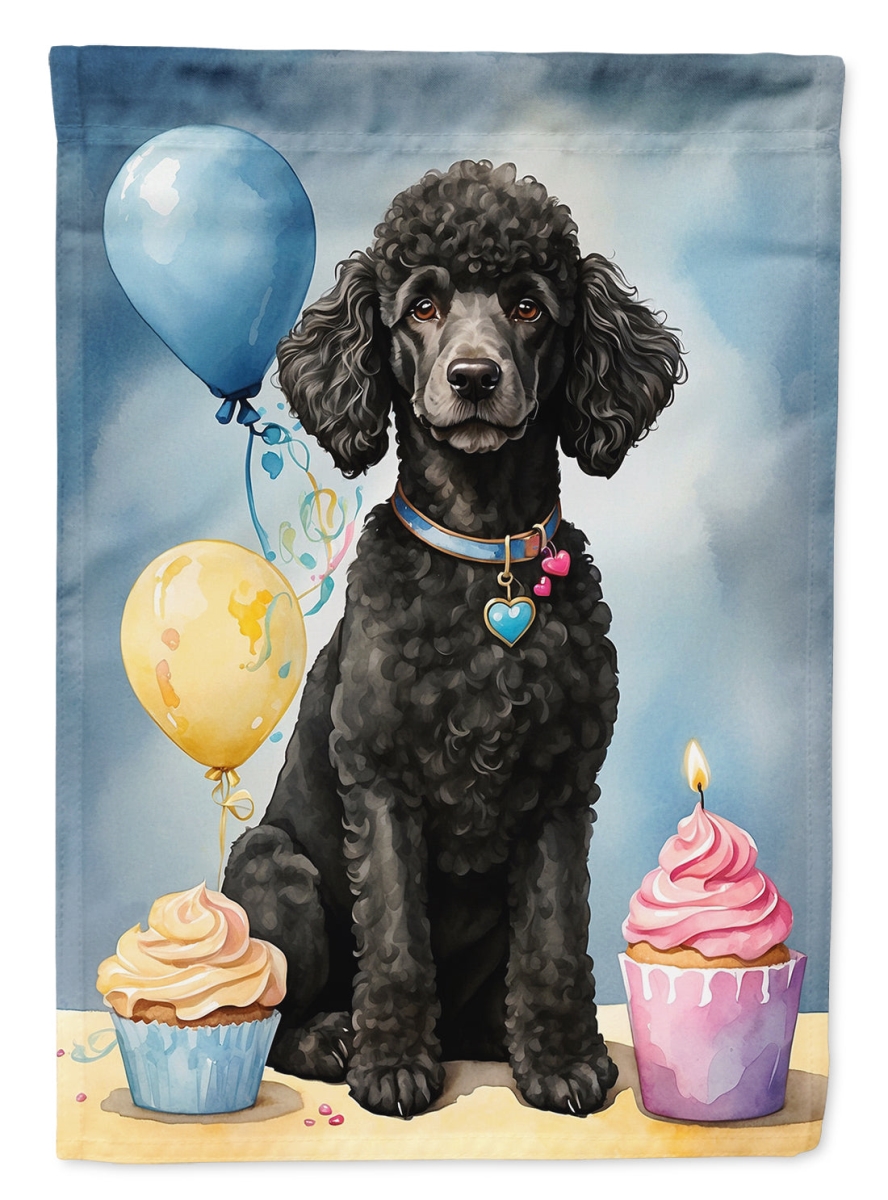 Black Poodle Birthday House Flag - 40 x 28 in. - Dual-Sided Print