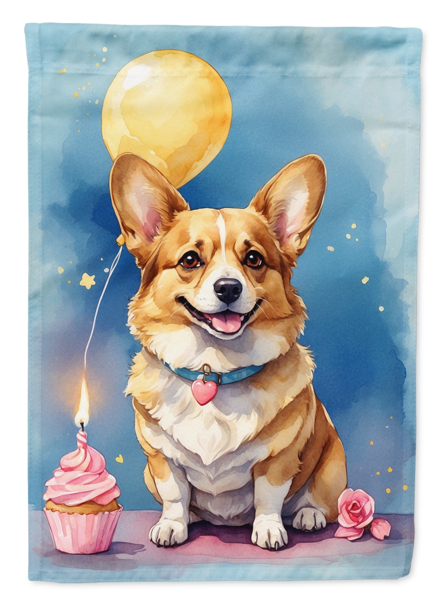 Corgi Happy Birthday House Flag - Multicolor - 40 x 28 in. - Double-Sided Design
