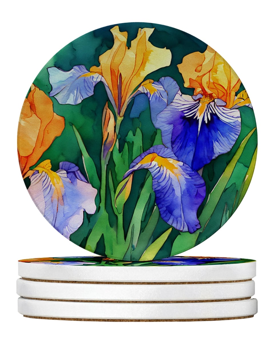 DAC1706RCS4 4 x 4 in. Tennessee Iris in Watercolor Sandstone Coasters - Large - Pack of 4