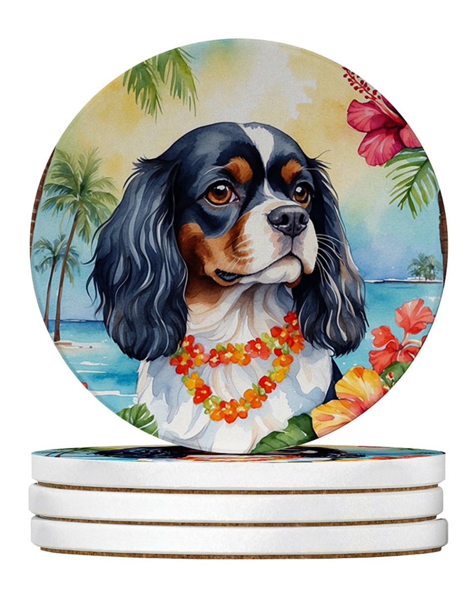 DAC6400RCS4 4 x 4 in. Cavalier Spaniel Luau Sandstone Coasters - Large - Pack of 4