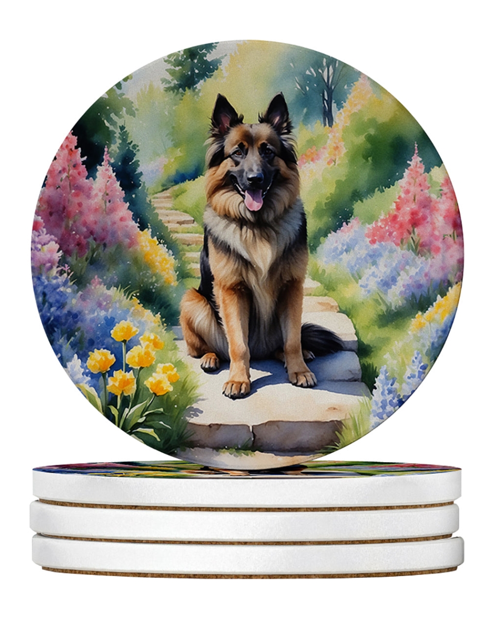 DAC6565RCS4 4 x 4 in. Belgian Tervuren Spring Path Sandstone Coasters - Large - Pack of 4