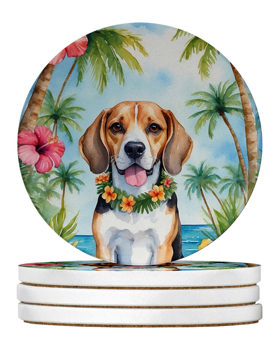 DAC6362RCS4 4 x 4 in. Beagle Luau Sandstone Coasters - Large - Pack of 4