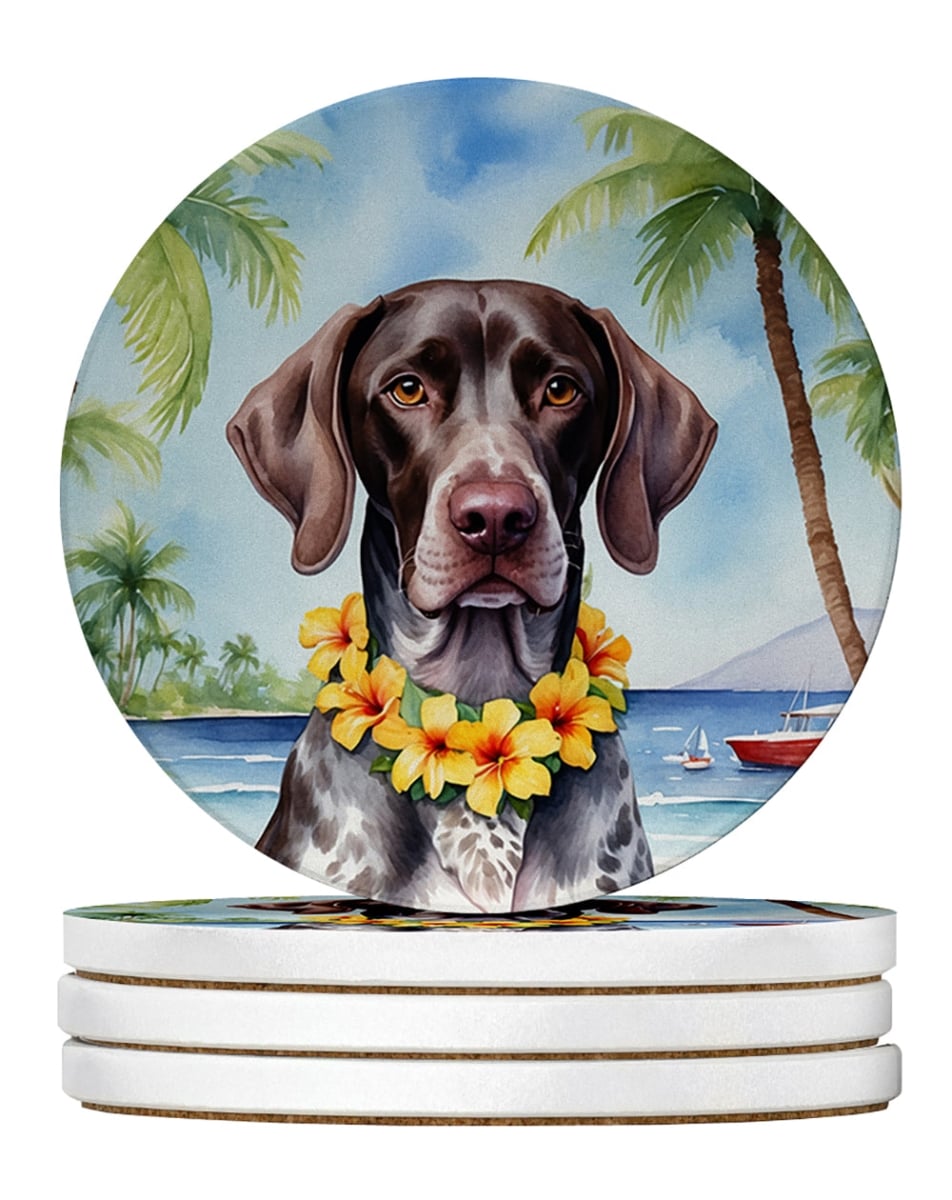 DAC6439RCS4 4 x 4 in. German Shorthaired Pointer Luau Sandstone Coasters - Large - Pack of 4