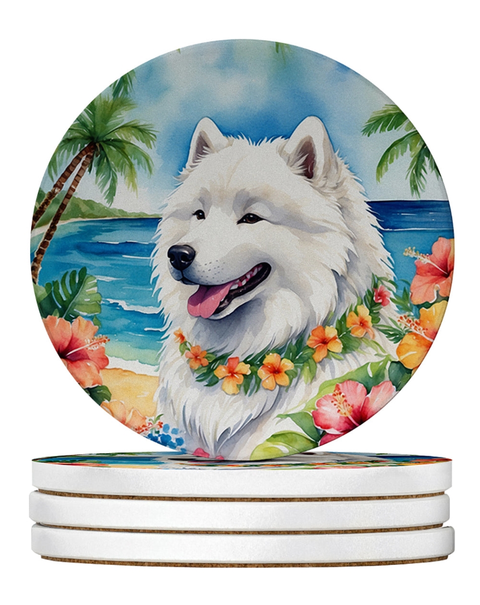 DAC6512RCS4 4 x 4 in. Samoyed Luau Sandstone Coasters - Large - Pack of 4