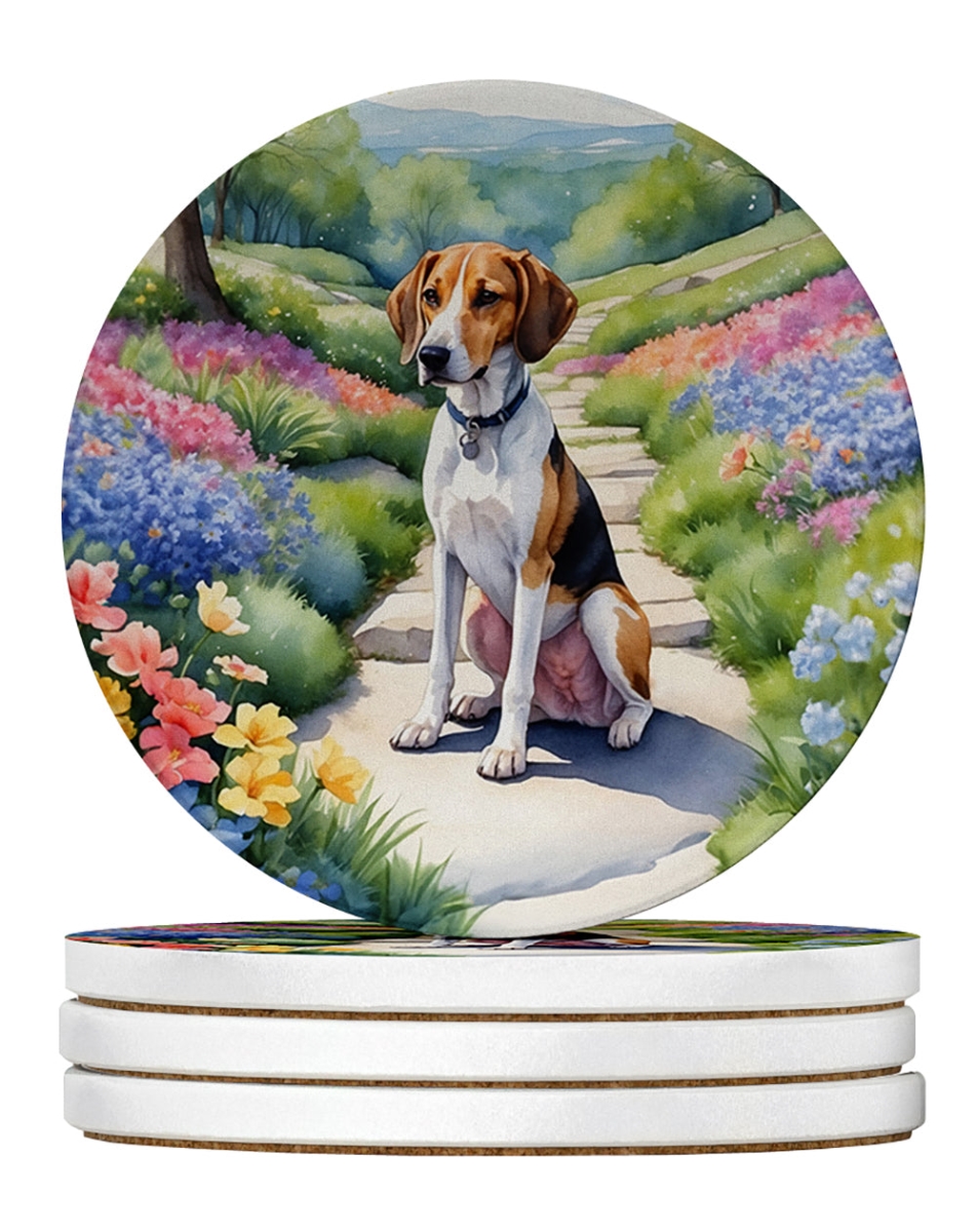 DAC6551RCS4 4 x 4 in. American Foxhound Spring Garden Sandstone Coasters - Large - Pack of 4