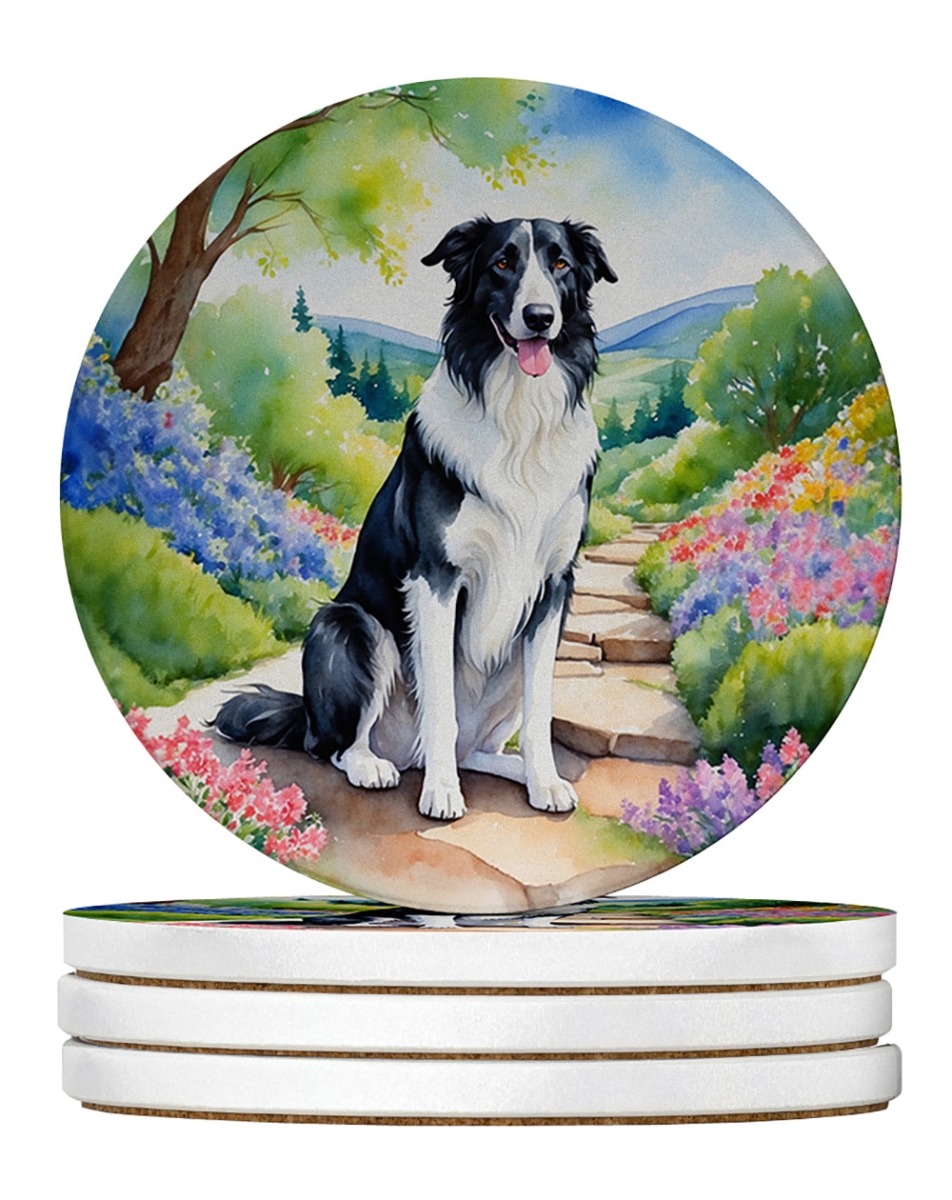 DAC6576RCS4 4 x 4 in. Borzoi Spring Path Sandstone Coasters - Large - Pack of 4