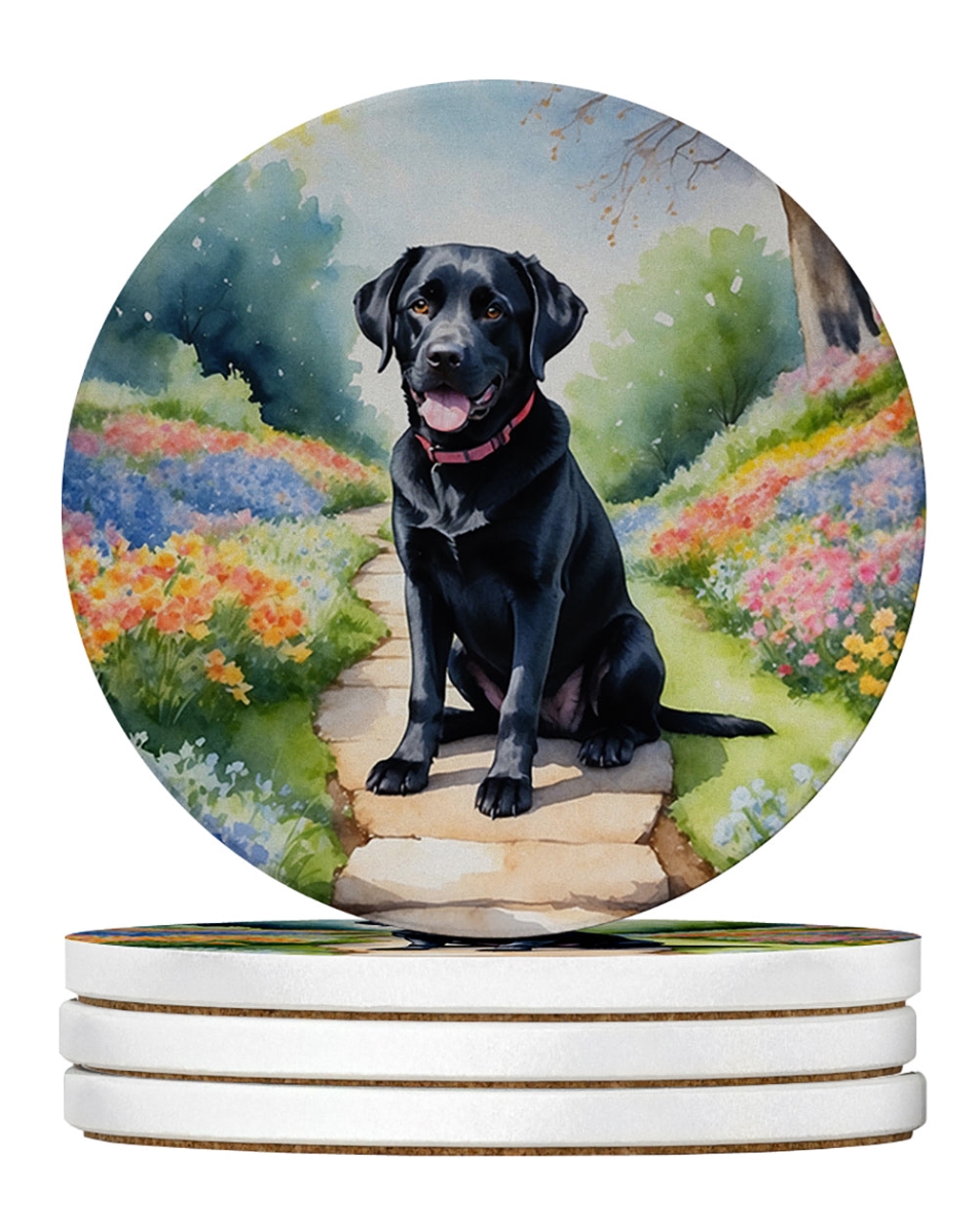 DAC6662RCS4 4 x 4 in. Labrador Retriever Spring Path Sandstone Coasters - Large - Pack of 4