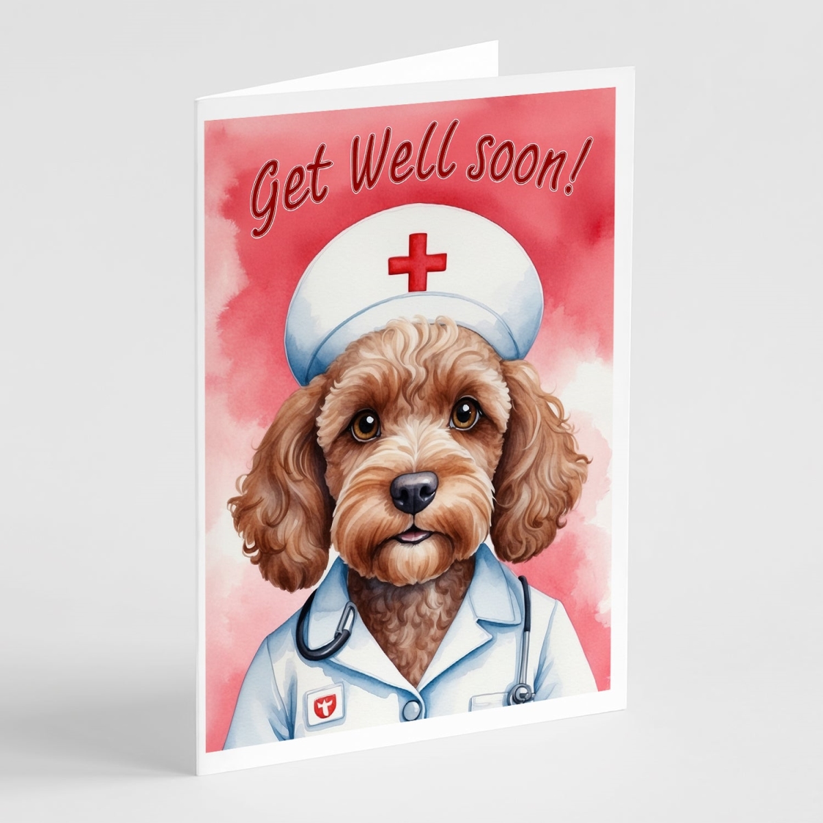 DAC8111GCA7P 5 x 7 in. Cockapoo Get Well Soon Greeting Cards - Pack of 8