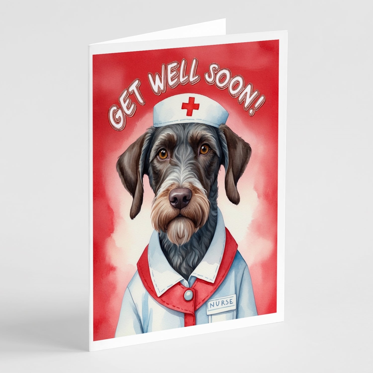 DAC8136GCA7P 5 x 7 in. German Wirehaired Pointer Get Well Soon Greeting Cards - Pack of 8